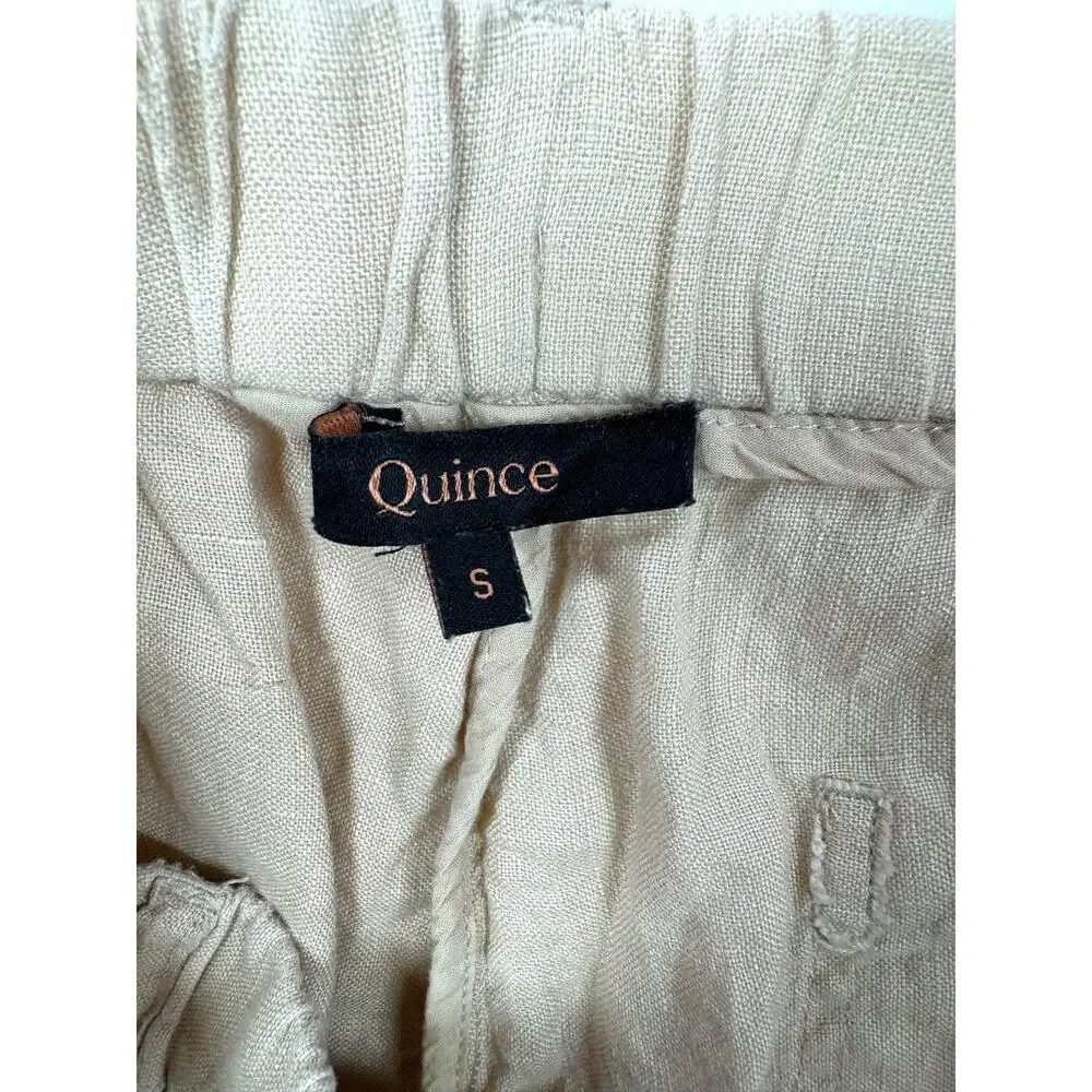 Quince 100% European Linen Pants S Driftwood Tan Pull On 25
